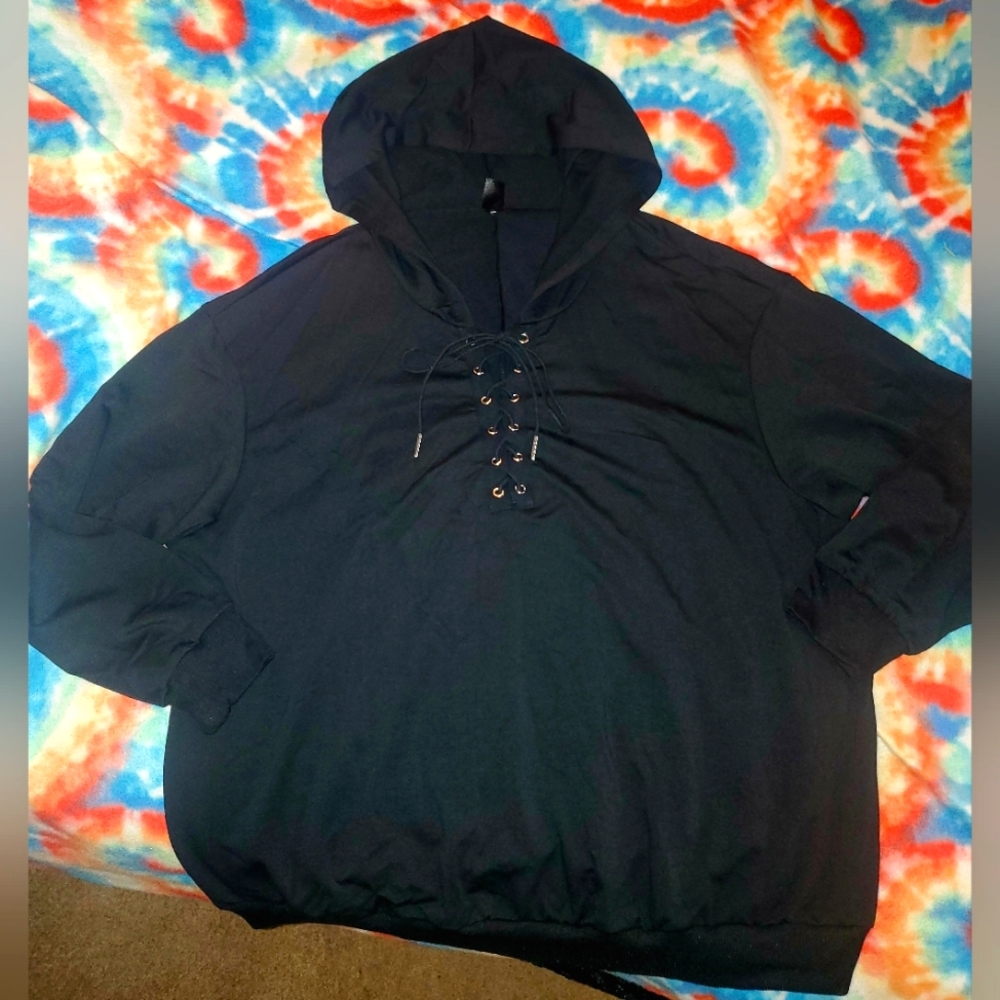 SHEIN Black lace up hoodie